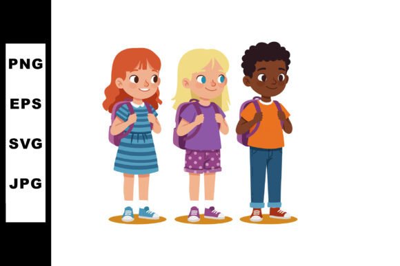 Capturing the Spirit of Education: The Power of Diverse School Children Standing with Ba