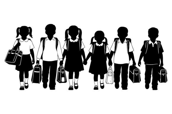 Children Walking with School Bags Backpa