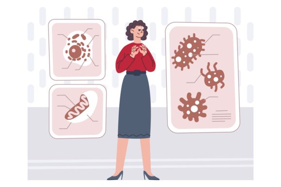 Evaluating the Biology Teacher Woman Show Microorganism Visual Asset