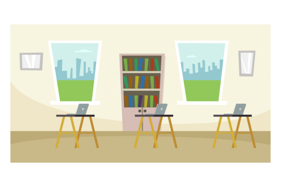 School Interior. Classroom Cartoon Educa: A Practical Guide for Designers and Educators