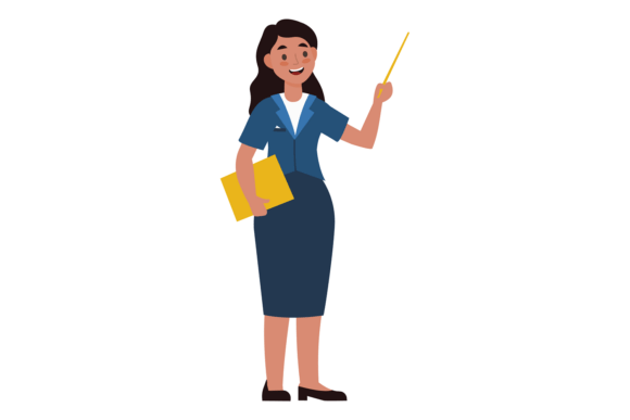 Young Teacher with Pointer and Clipboard: A Visual Guide